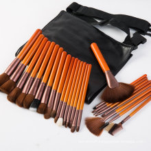 25PCS Cosmetics Makeup Brush Set with Orange Wooden Handle